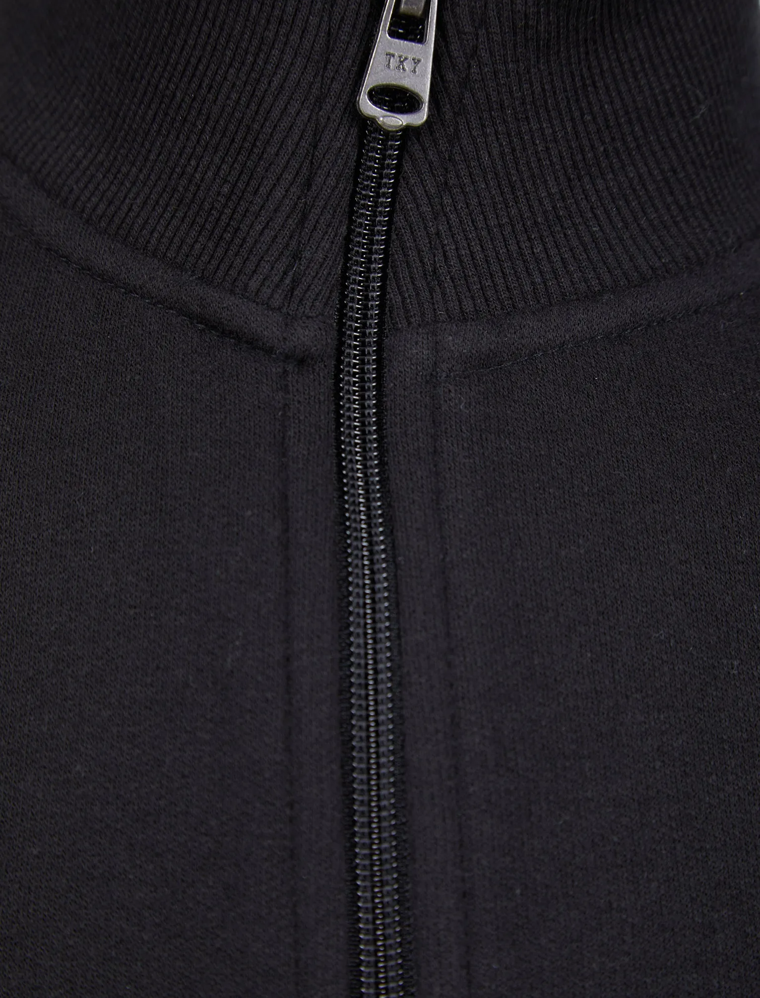 Bloomfield Quarter Zip Funnel Neck Pullover Sweat in Jet Black - Tokyo Laundry
