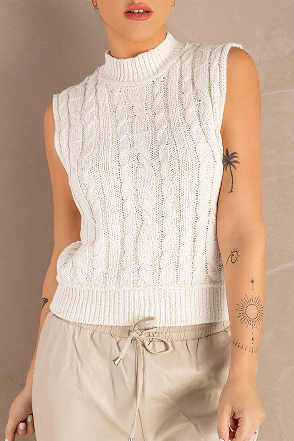 Blossom Breeze High Neck Knit 100% Cotton Womens Vest