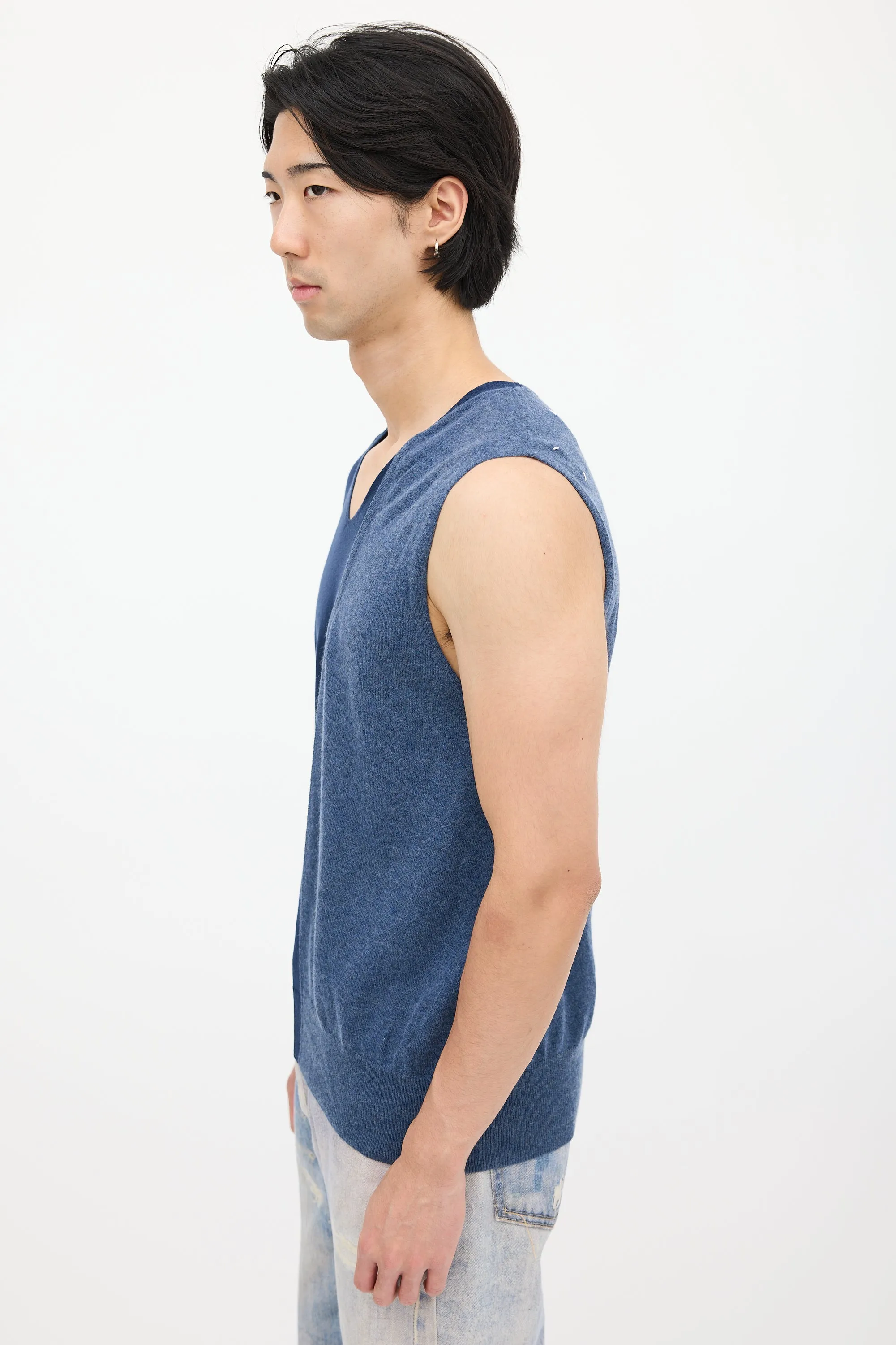 Blue Asymmetrical Knit Top