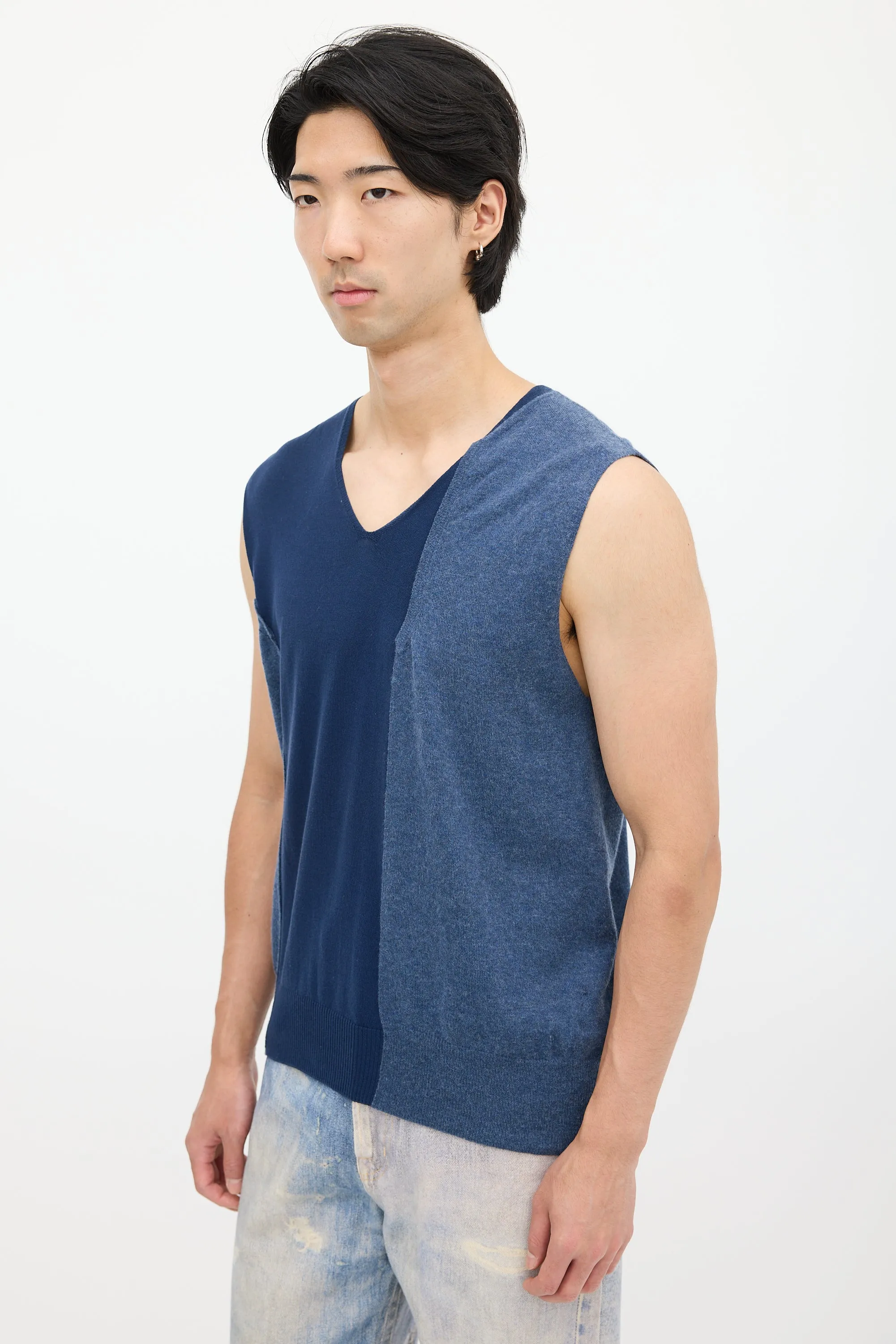 Blue Asymmetrical Knit Top