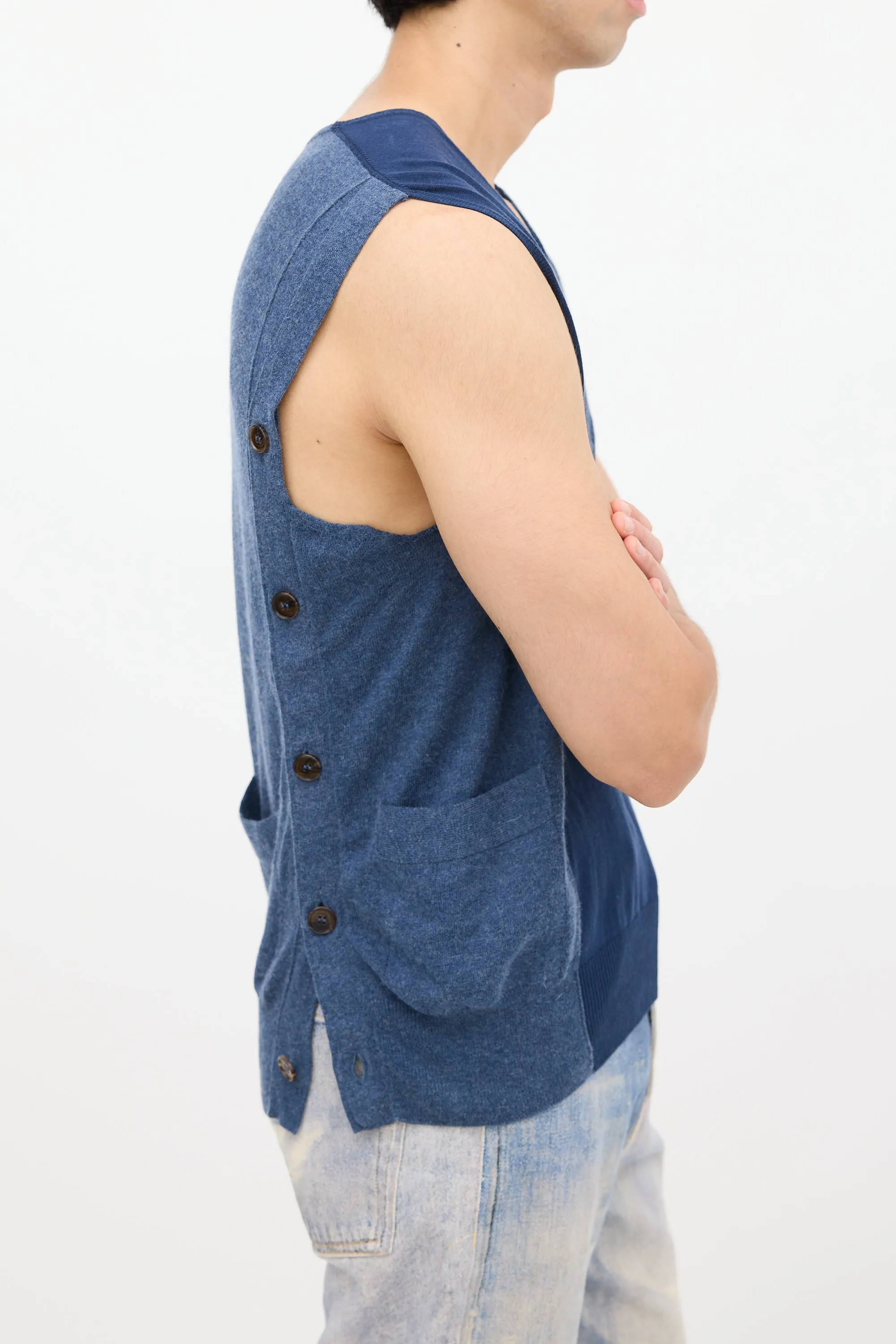 Blue Asymmetrical Knit Top