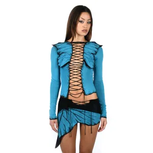 Blue Butterfly Knit Top
