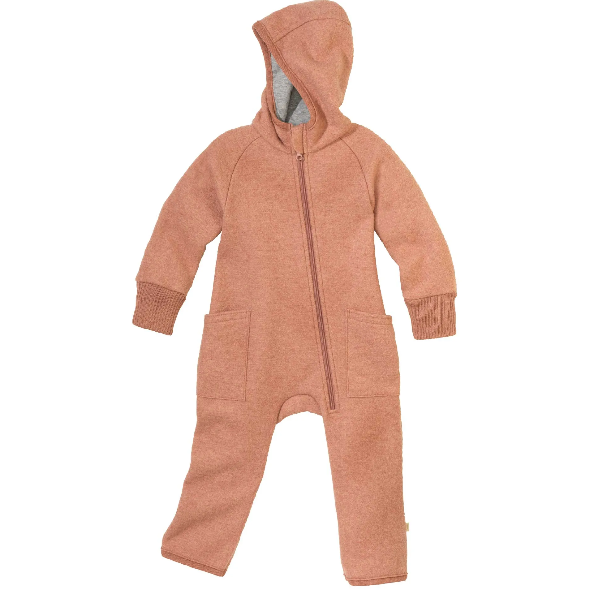Boiled Merino Wool Zip-Overall - rose