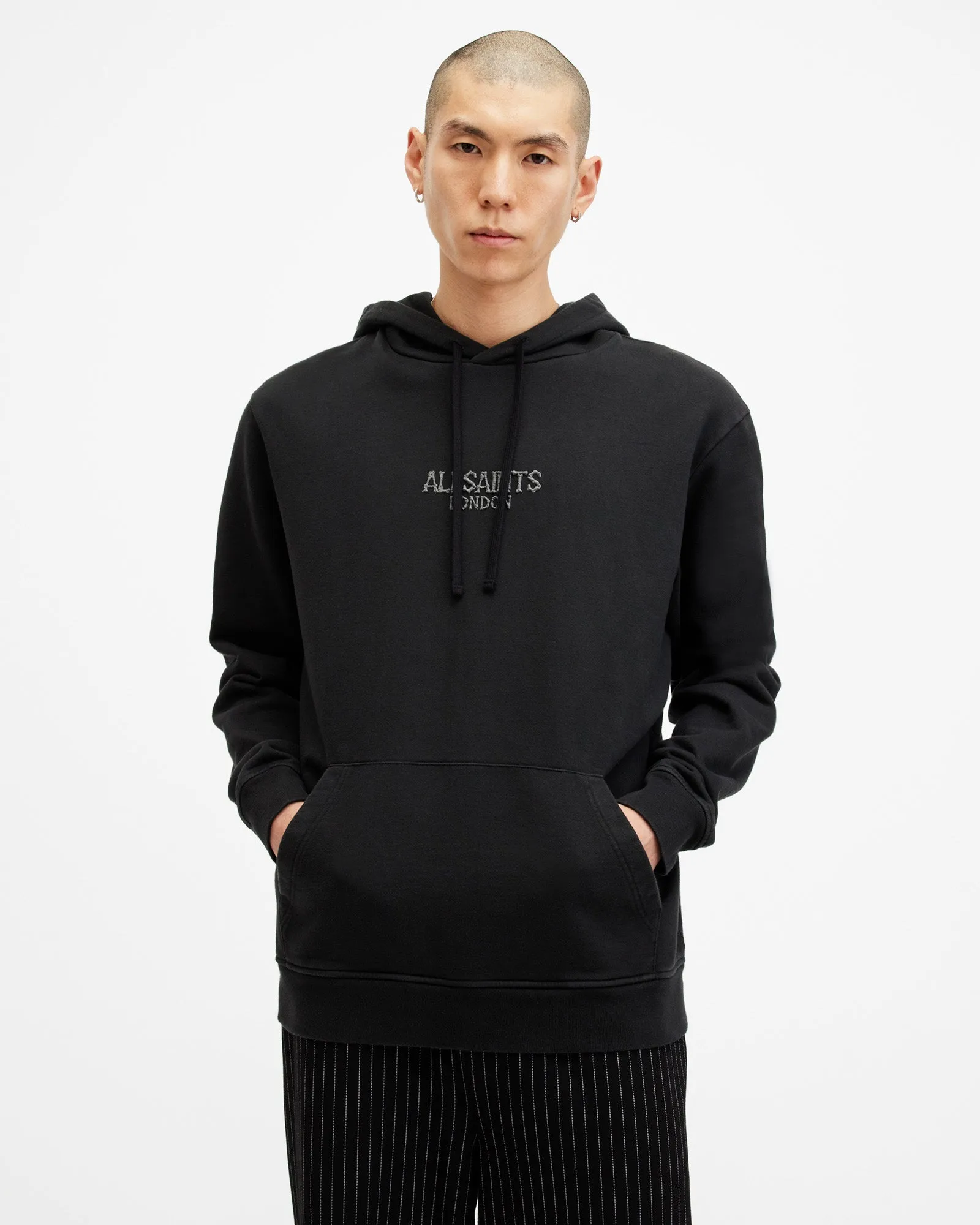 Bones Textured Logo Relaxed Fit Hoodie
