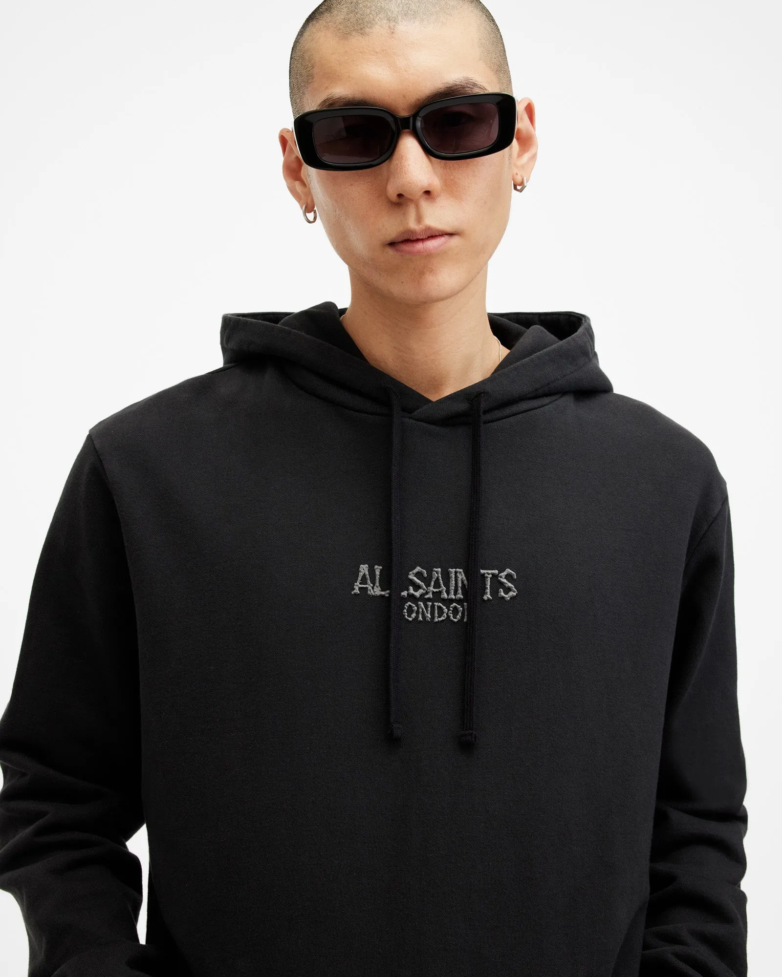 Bones Textured Logo Relaxed Fit Hoodie
