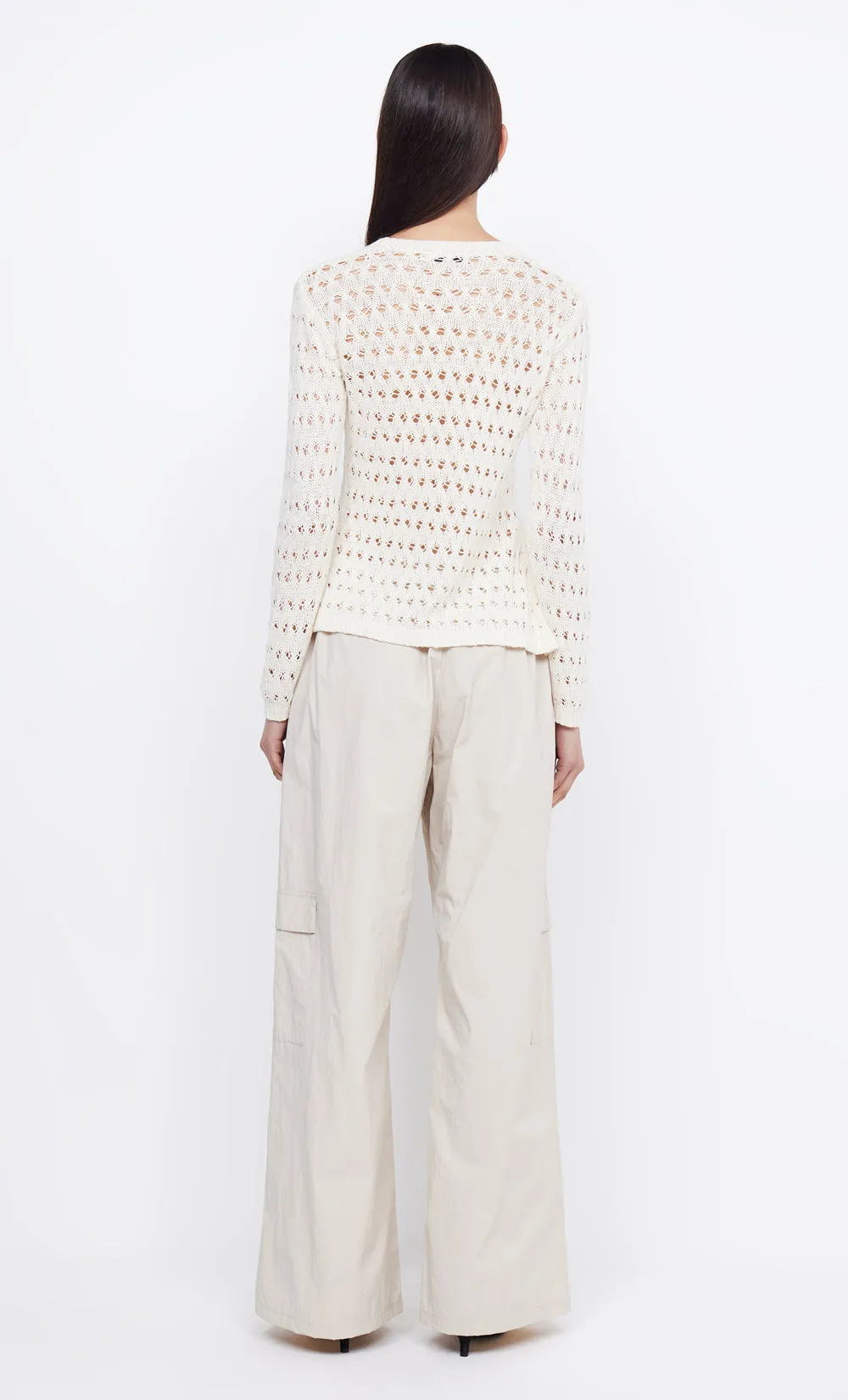BROOKE LONG SLEEVE ASYM KNIT TOP - IVORY