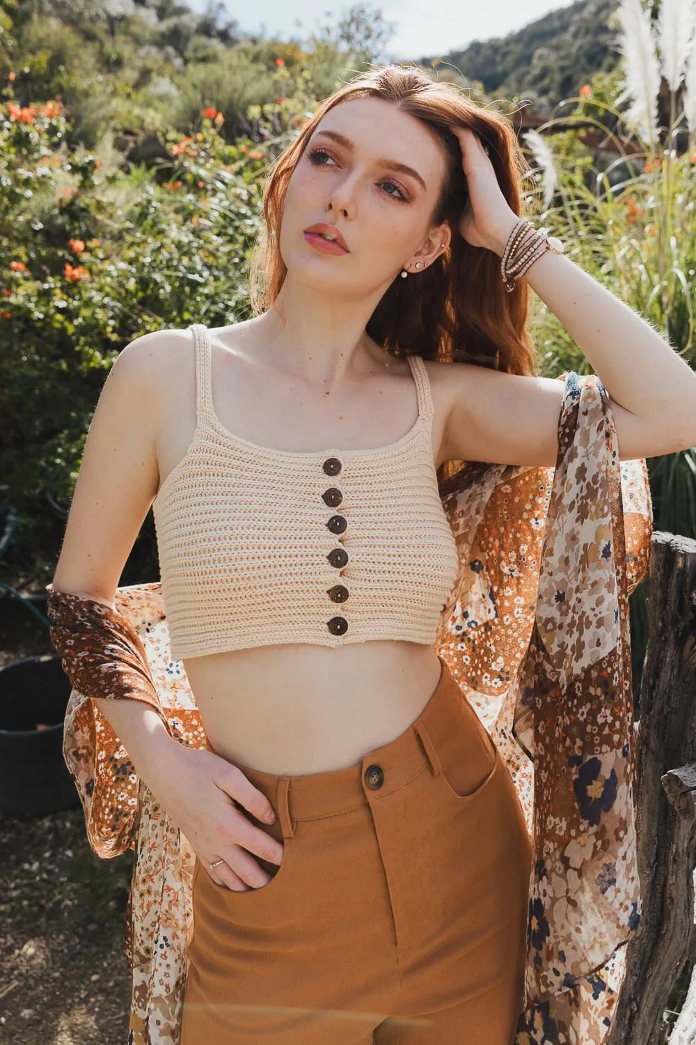 Button Down Knit Brami Top
