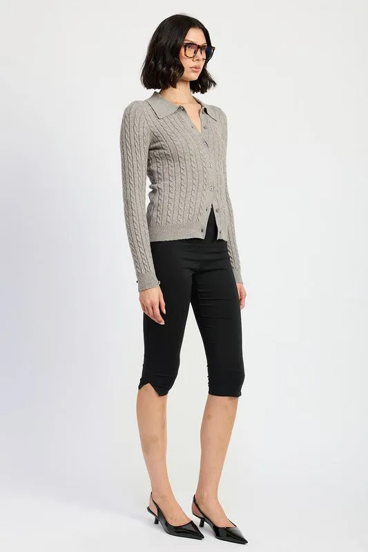 CABLE KNIT CARDIGAN TOP