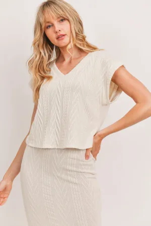 Cable Knit Sleeveless Crop Knit Top