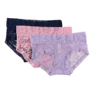 Carisma Women's Lace Boy Shorts, 3-Pack
