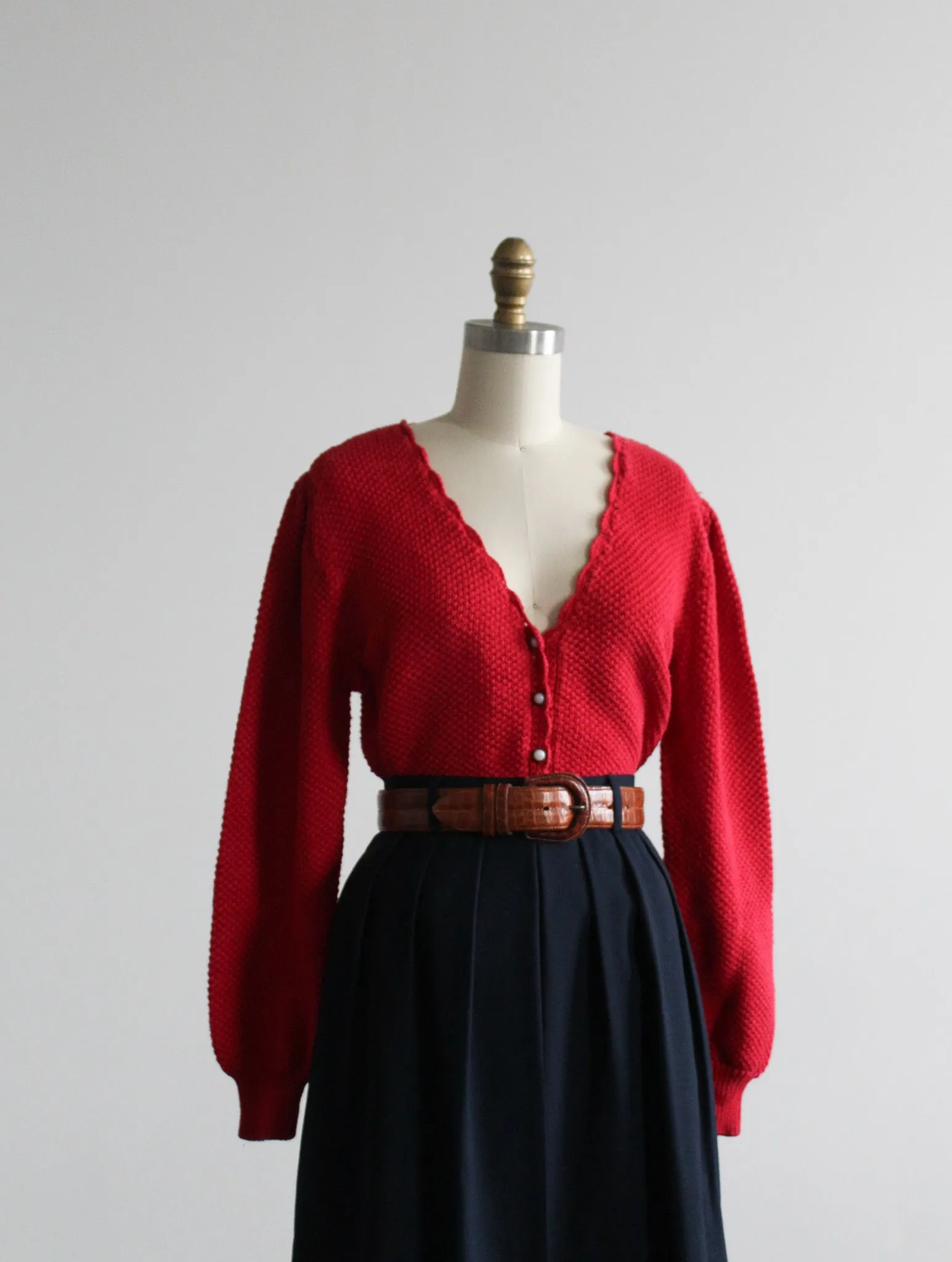 carmine red cotton cardigan