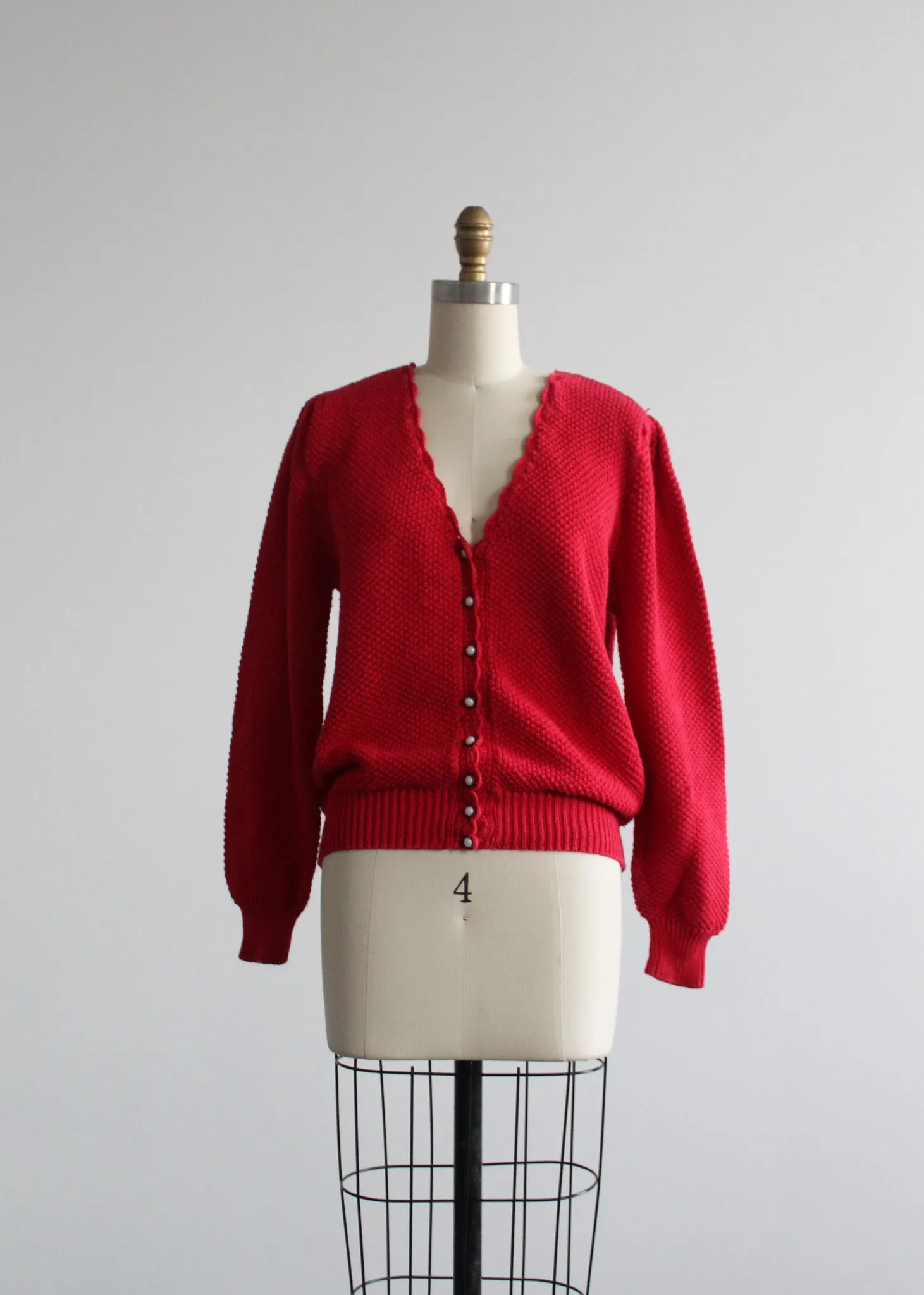 carmine red cotton cardigan