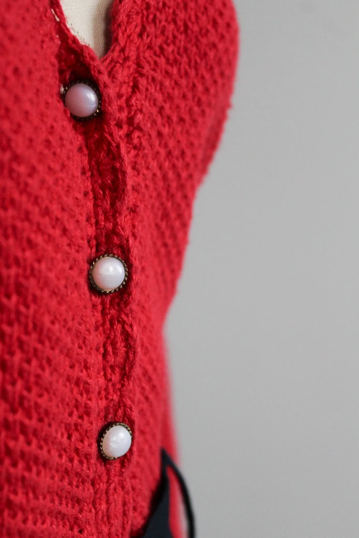 carmine red cotton cardigan