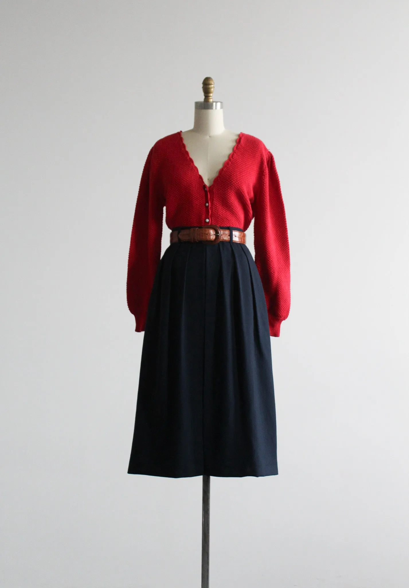 carmine red cotton cardigan