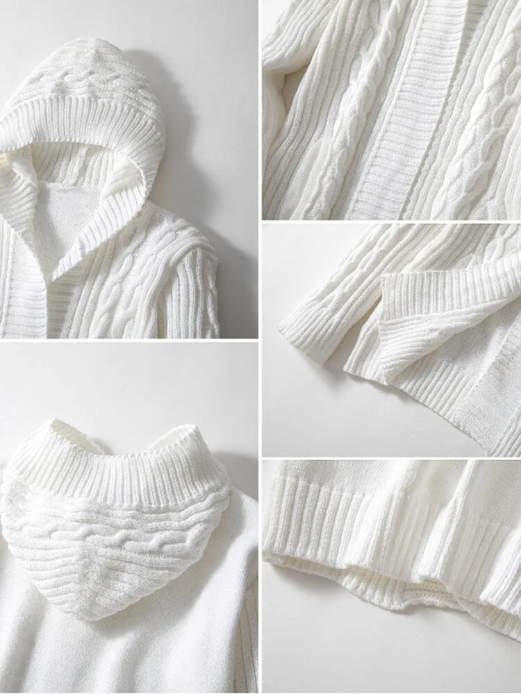 Casual Cable Knit Open Front Cardigan