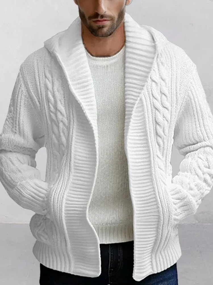 Casual Cable Knit Open Front Cardigan
