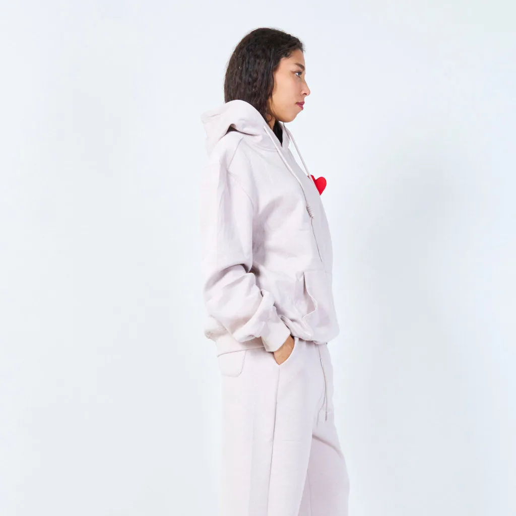 Casual heart detail hoodie wholesale