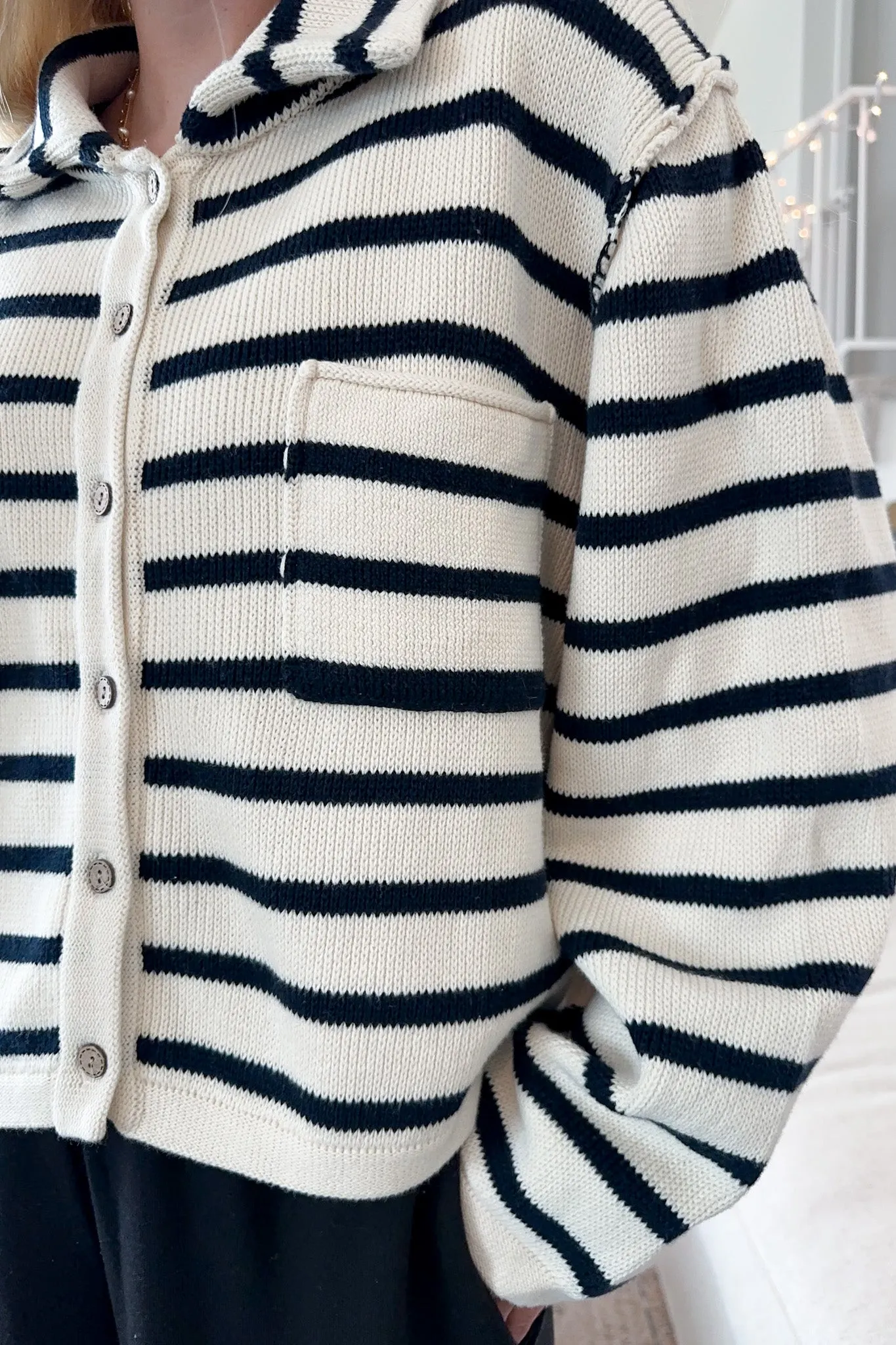 Cleo Striped Button Down Knit Cardigan