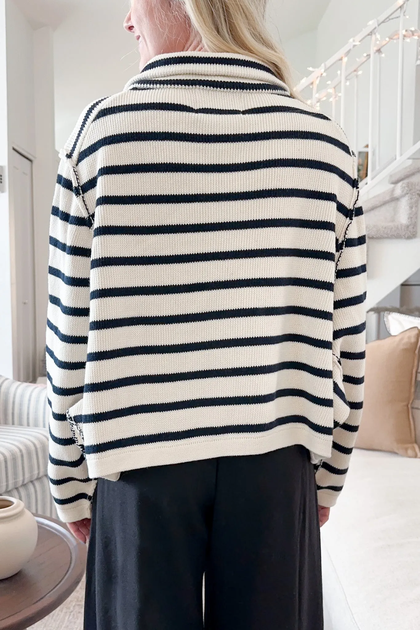 Cleo Striped Button Down Knit Cardigan