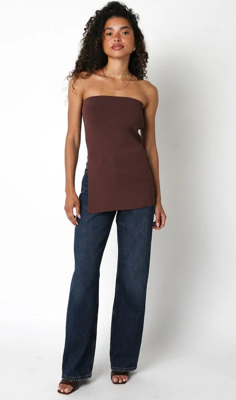 Coffee Knit Tube Top