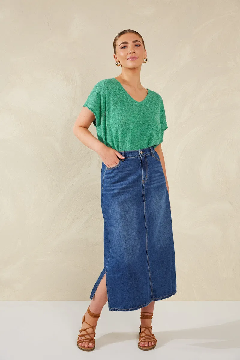 Como Knit Top, Aqua