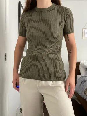 Cozy Ribbed Moss Merino Tee - M
