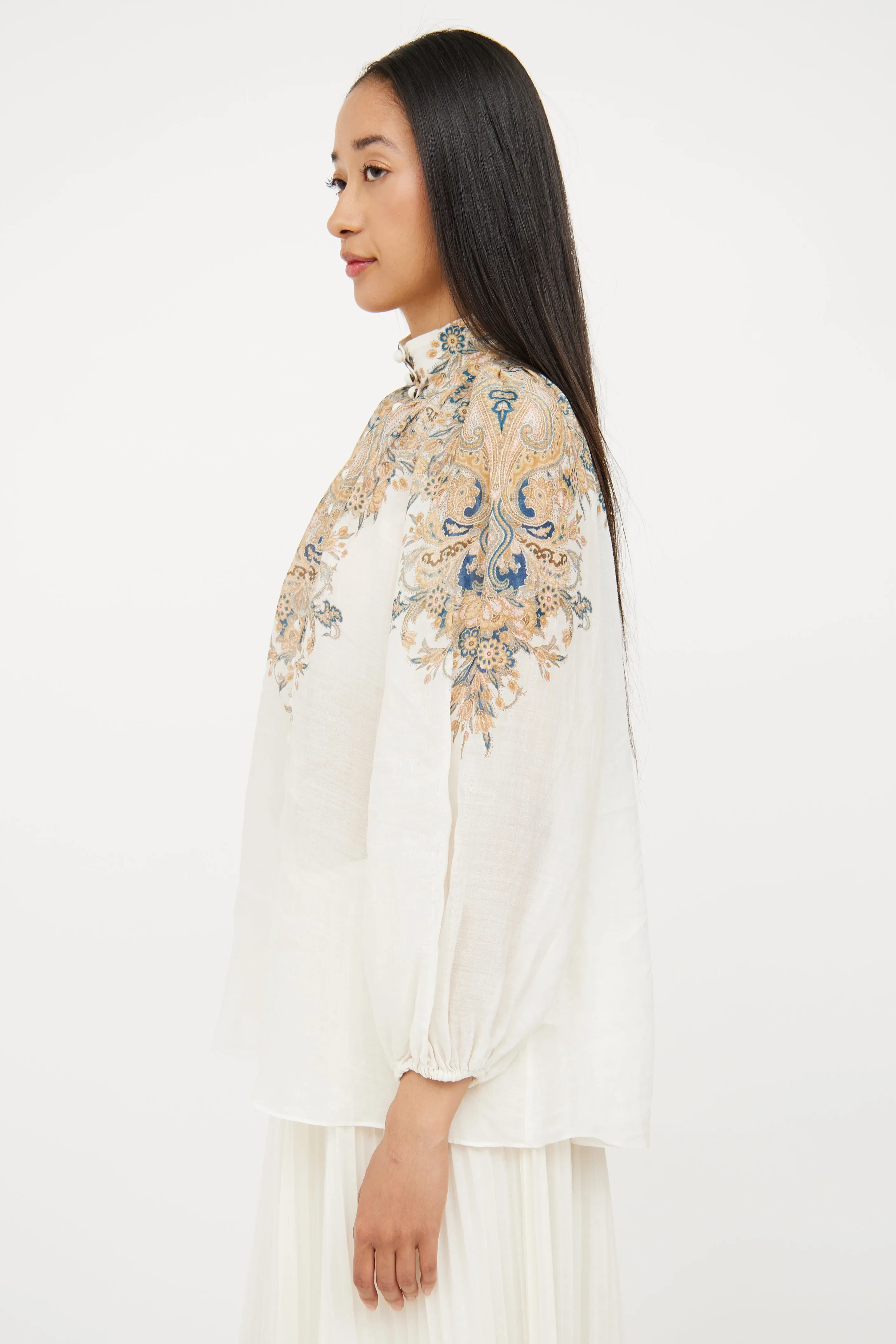 Cream & Multi Floral Blouse
