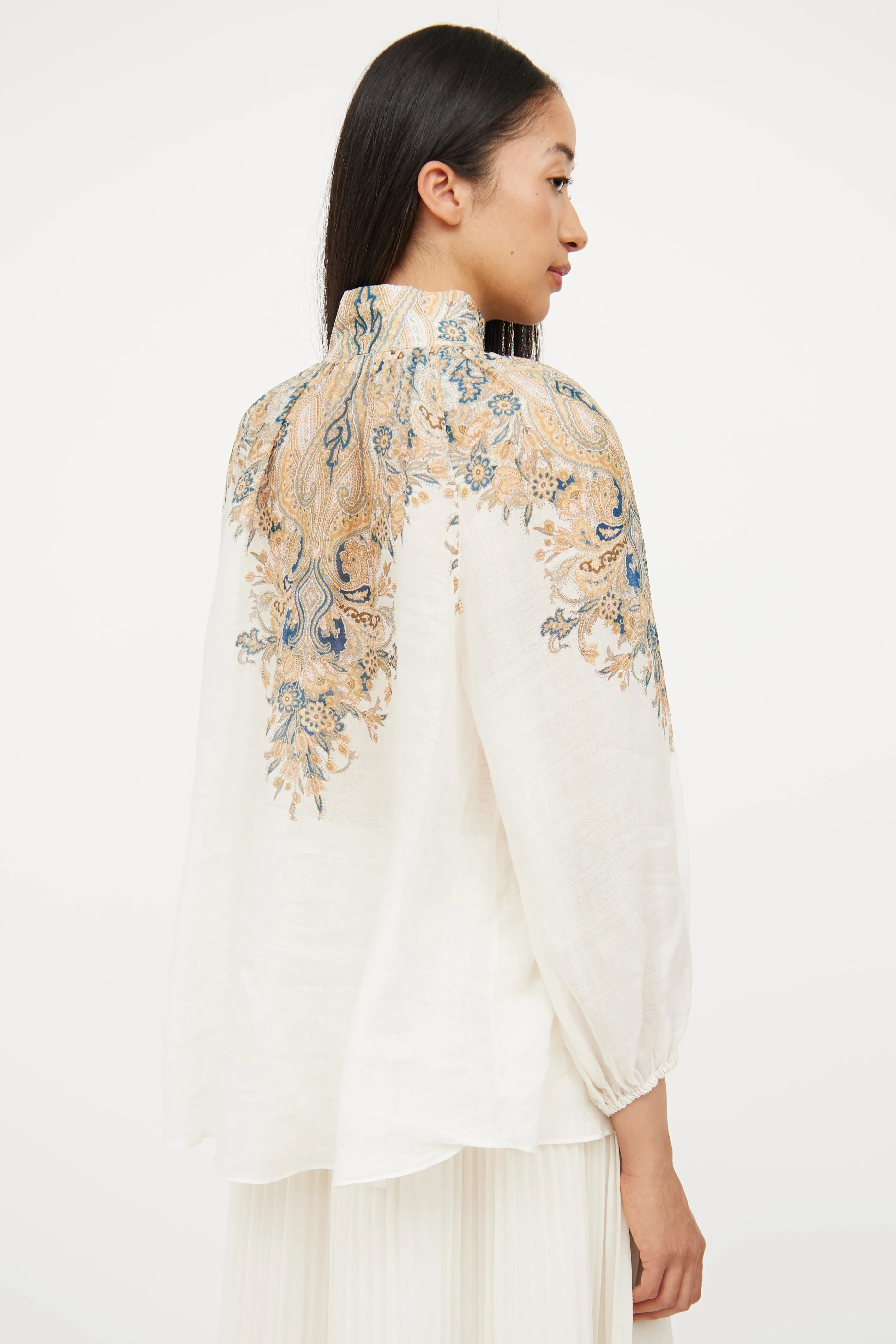 Cream & Multi Floral Blouse