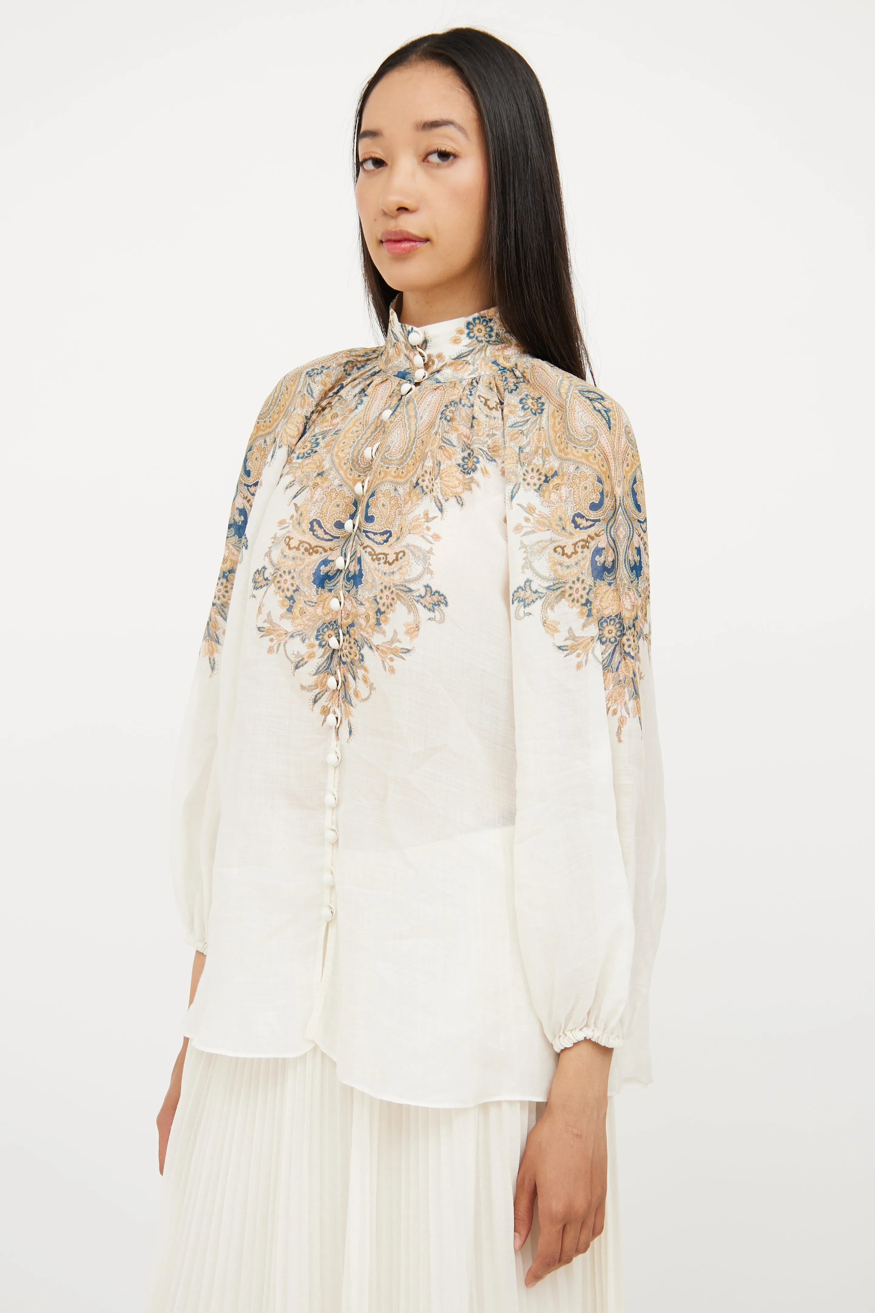 Cream & Multi Floral Blouse