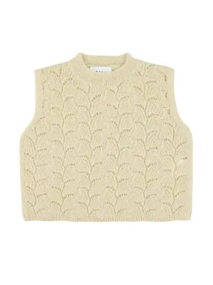 Cream sleeveless knit top