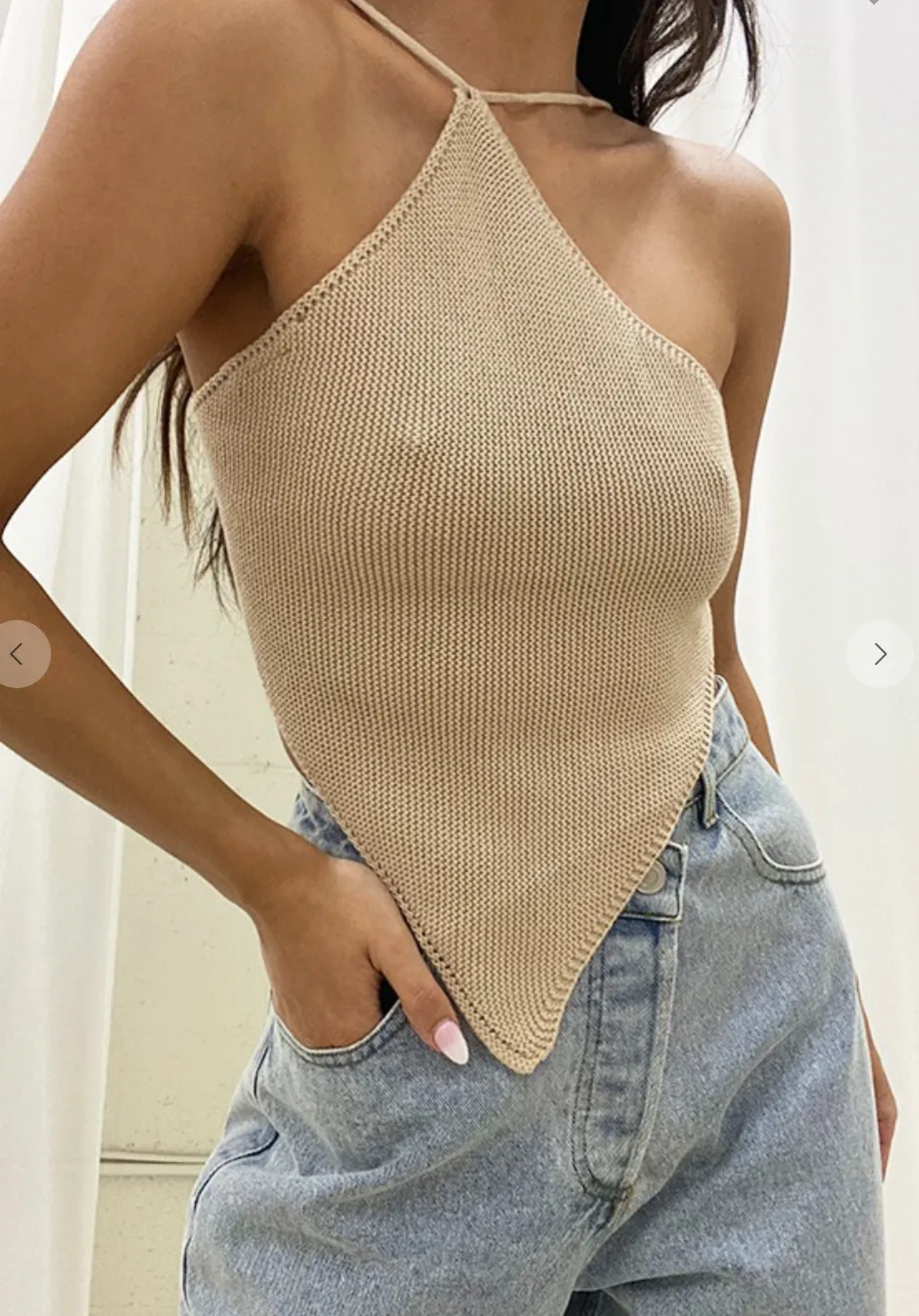 Crochet Knit Asymmetrical Top