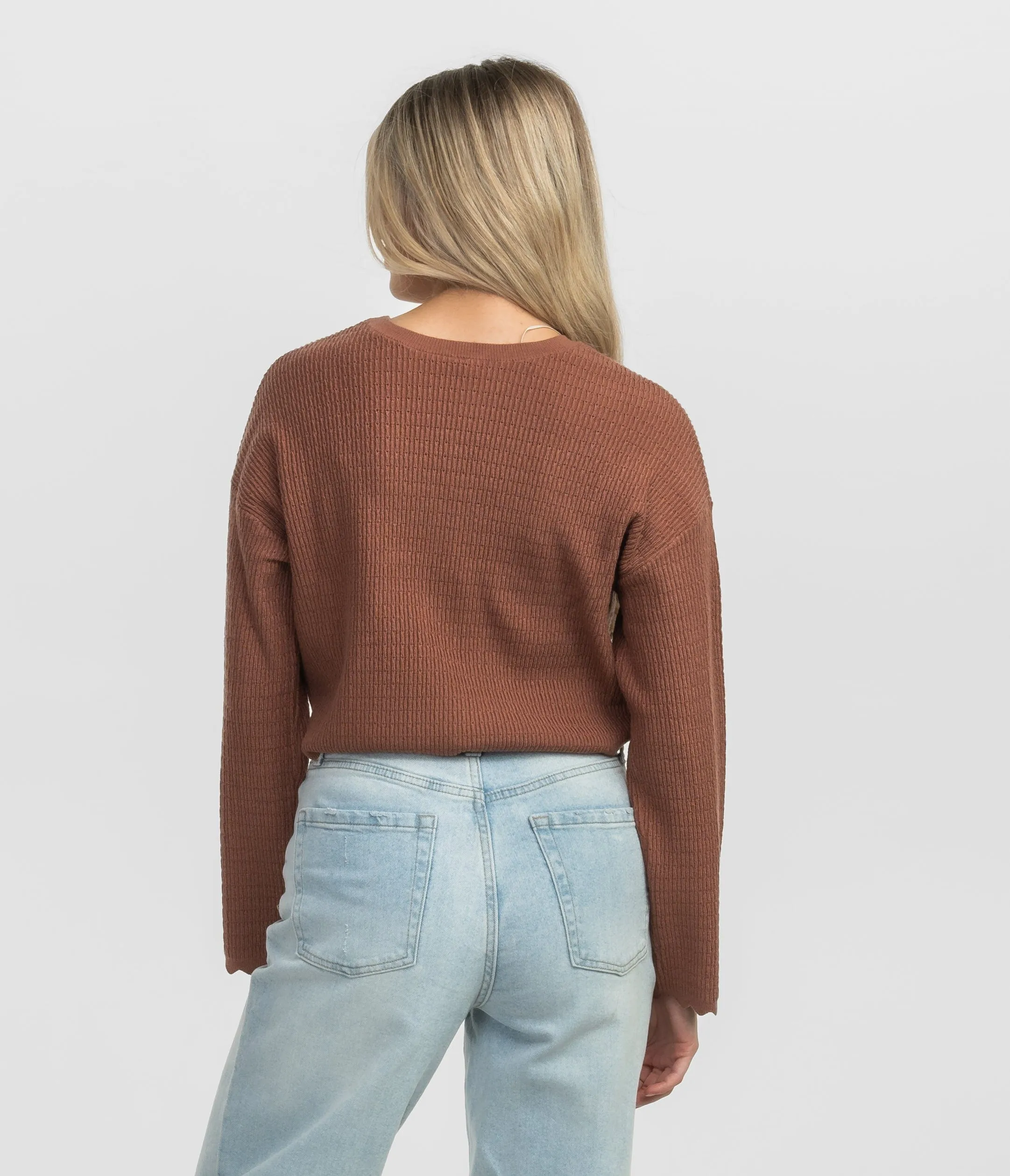Crop Knit Basic Top - Maple