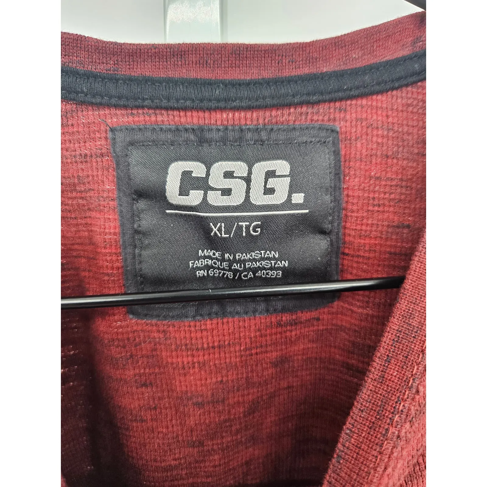 CSG Mens Sz XL Long Sleeve Crew Neck Knit Top Dark Red