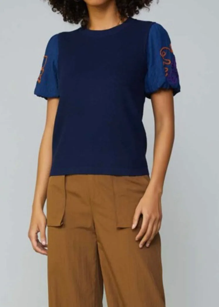 Current Air Stitch Detailed Puff Sleeve Knit Top ~ FINAL SALE