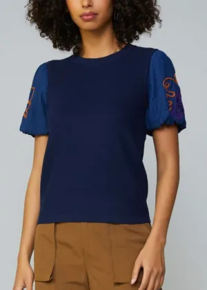 Current Air Stitch Detailed Puff Sleeve Knit Top ~ FINAL SALE