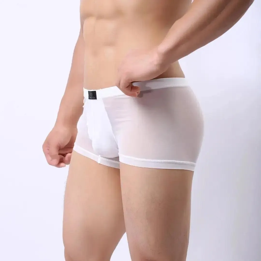 DomiGe Men Sexy Underwear Modal Sheer Mesh Boxers