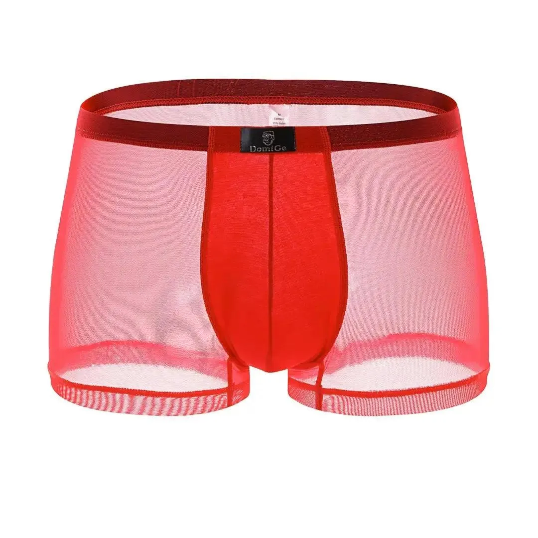 DomiGe Men Sexy Underwear Modal Sheer Mesh Boxers