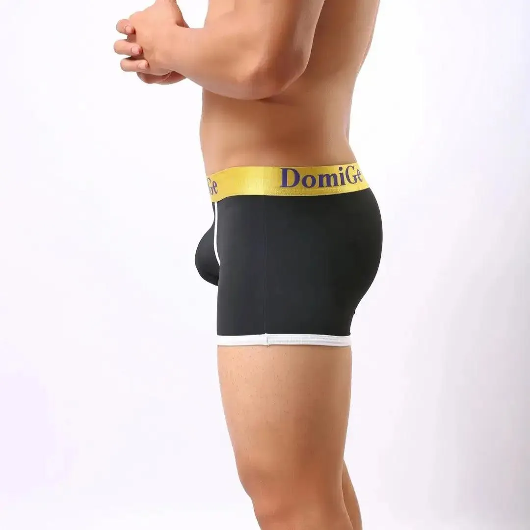 DomiGe Men's Mid-Waist Boxer Briefs U-Pouch Elastic Waistband Male Underwear