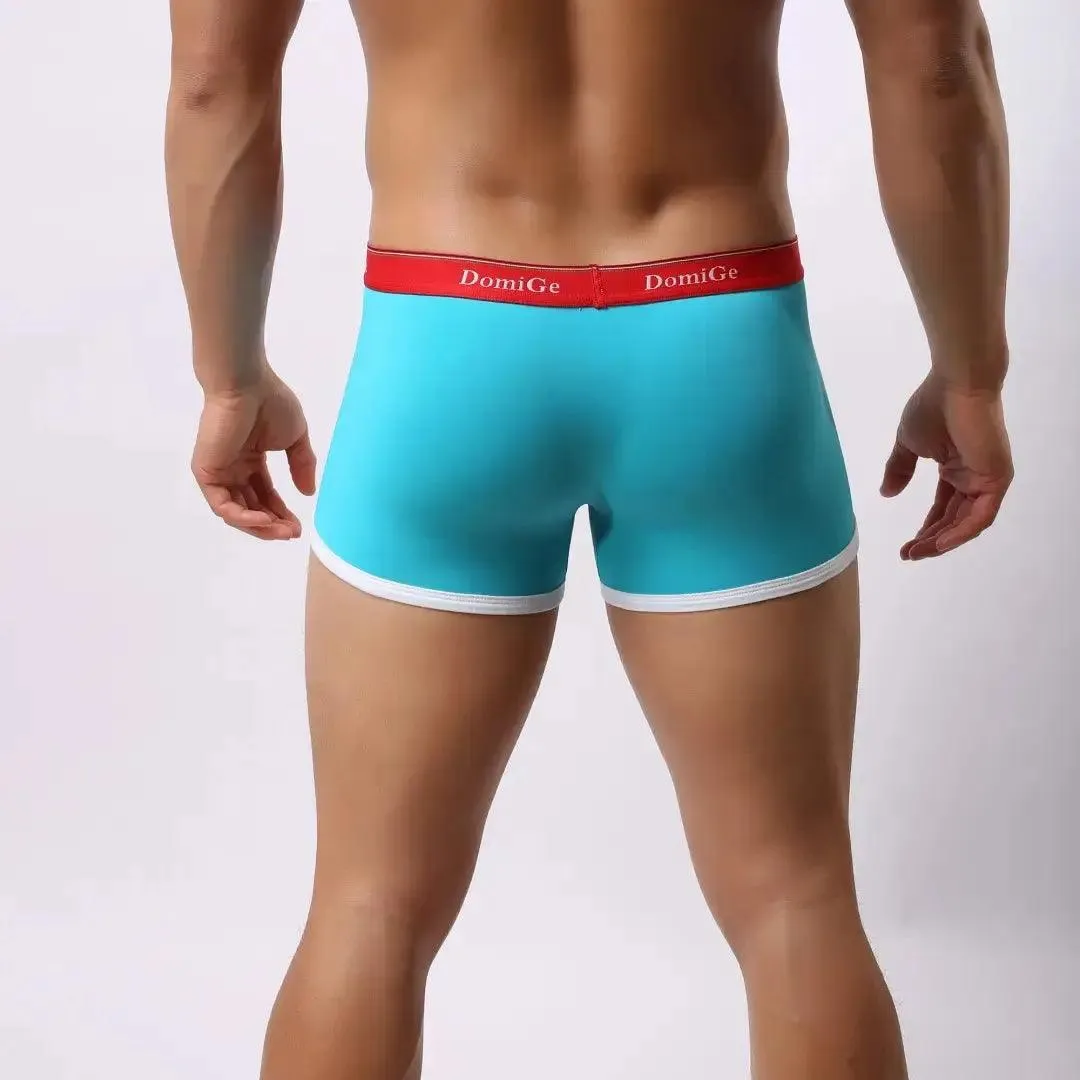 DomiGe Men's Mid-Waist Boxer Briefs U-Pouch Elastic Waistband Male Underwear