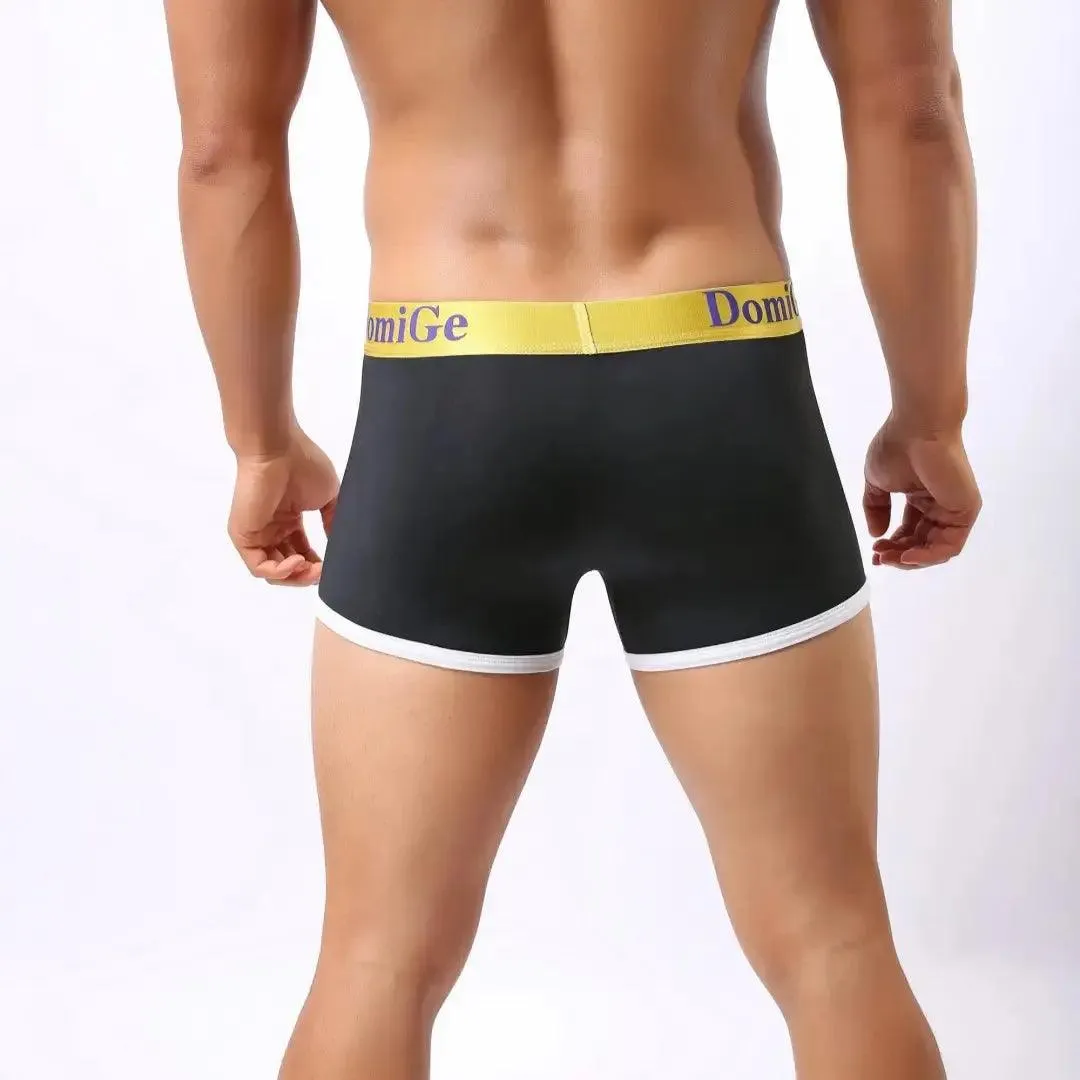 DomiGe Men's Mid-Waist Boxer Briefs U-Pouch Elastic Waistband Male Underwear