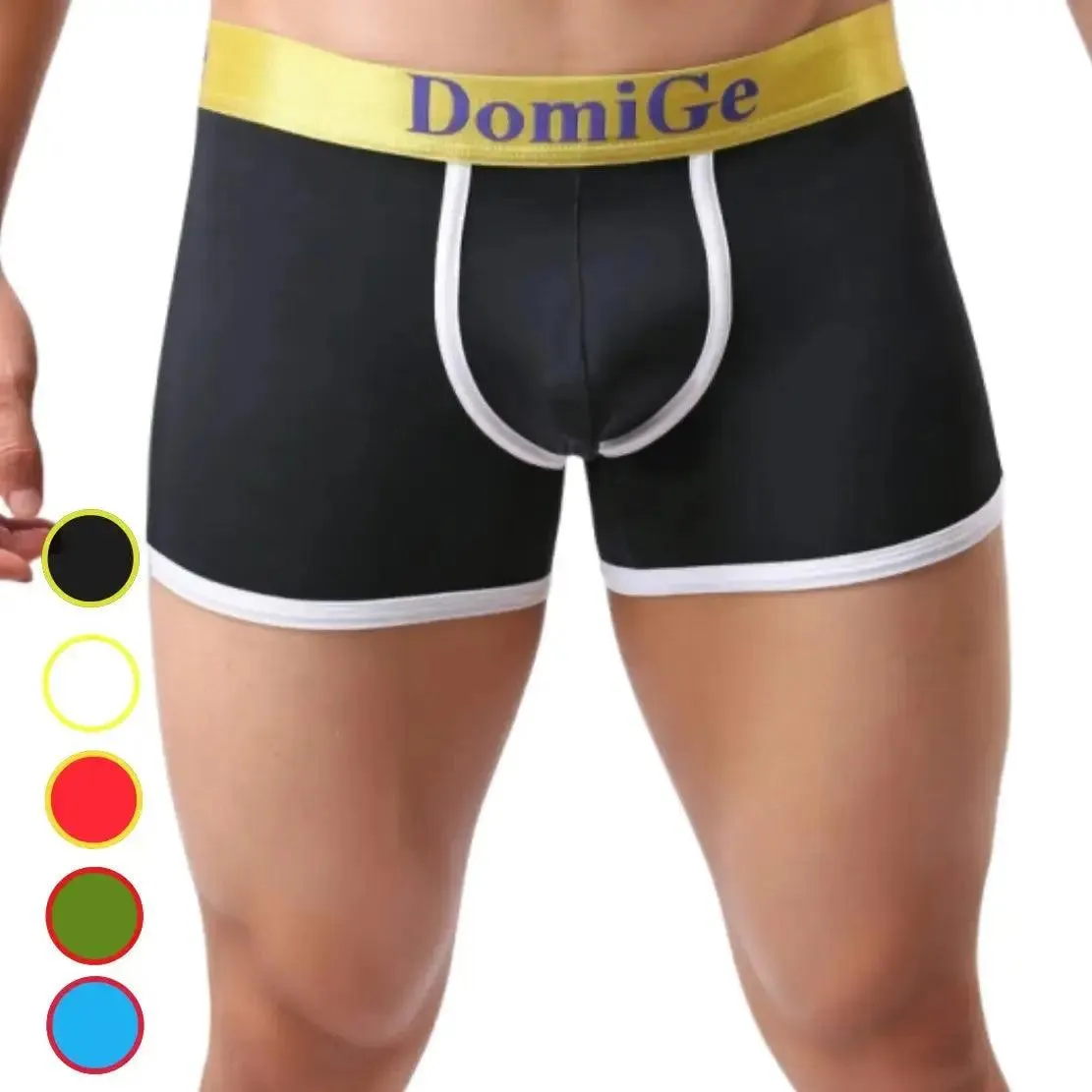 DomiGe Men's Mid-Waist Boxer Briefs U-Pouch Elastic Waistband Male Underwear