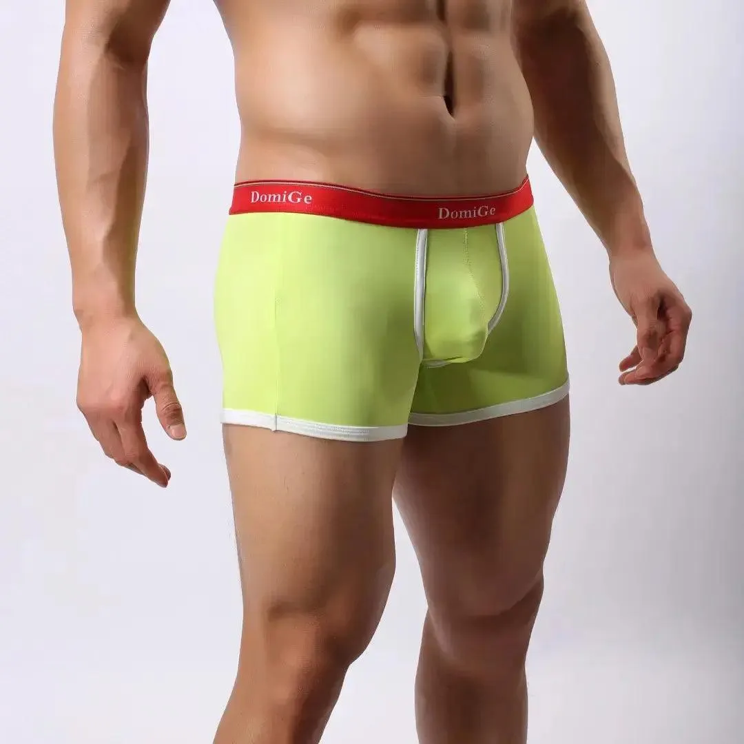 DomiGe Men's Mid-Waist Boxer Briefs U-Pouch Elastic Waistband Male Underwear