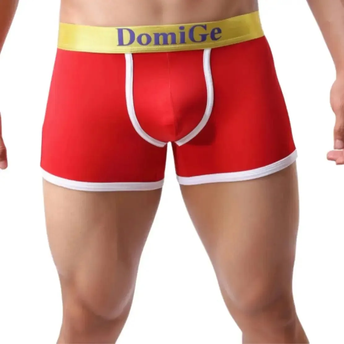 DomiGe Men's Mid-Waist Boxer Briefs U-Pouch Elastic Waistband Male Underwear