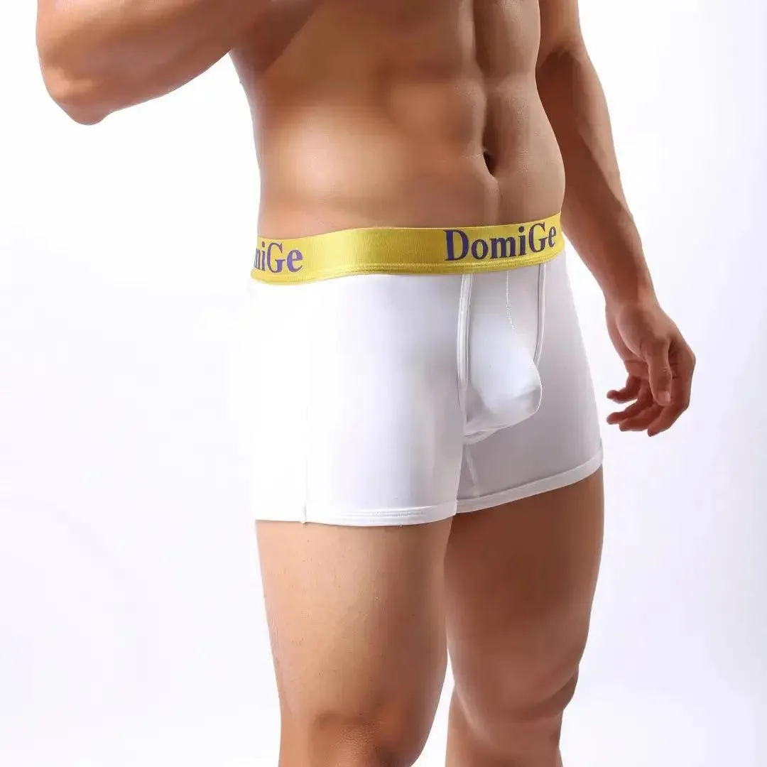 DomiGe Men's Mid-Waist Boxer Briefs U-Pouch Elastic Waistband Male Underwear