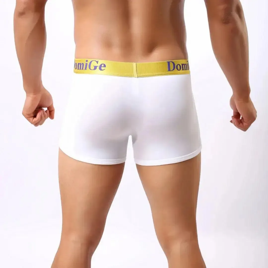 DomiGe Men's Mid-Waist Boxer Briefs U-Pouch Elastic Waistband Male Underwear