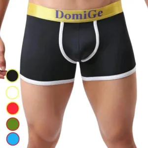 DomiGe Men's Mid-Waist Boxer Briefs U-Pouch Elastic Waistband Male Underwear