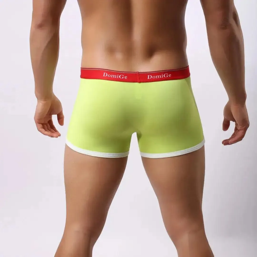 DomiGe Men's Mid-Waist Boxer Briefs U-Pouch Elastic Waistband Male Underwear