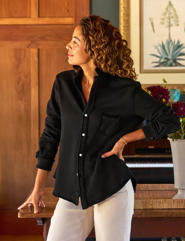 Eileen Sweatshirt Button Up Triple Fleece Black