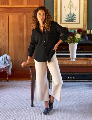 Eileen Sweatshirt Button Up Triple Fleece Black