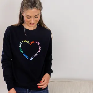 Embroidered Live Love Laugh Navy Sweatshirt